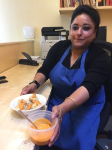 Bini showing her Nepalese food